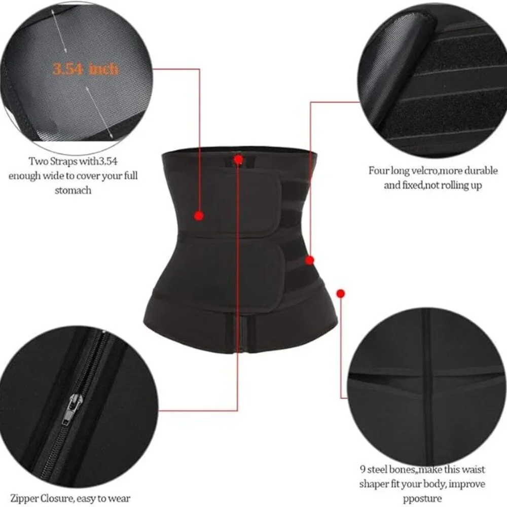 Double Adj. Belt Abdominal Waist Trainer Trimmer